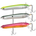 TRUSCEND Pencil Fishing Lures with Double Floating Rotating Tail, Surface Pencil Popper, Long Cast Premium Bass Bait with Rattle, Fishing Teasers Swimbaits for Freshwater Saltwater