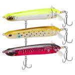 TRUSCEND Pencil Fishing Lures with Double Floating Rotating Tail, Surface Pencil Popper, Long Cast Premium Bass Bait with Rattle, Fishing Teasers Swimbaits for Freshwater Saltwater