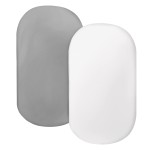 Bassinet Sheet Set 2 Pack Fitted Bassinet Sheets for Baby boy, Universal Microfiber Soft Cradle Sheets for Oval Rectangle and Hourglass Bassinet Mattress, Gray and White