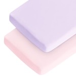Crib Sheets Girl, 2 Pack Baby Sheets for Standard Crib Mattress & Toddler Bed Mattress, Snug Fit Breathable Soft Fitted Crib Sheet, Pink & Violet