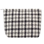 Makeup Bags for Purse Zipper Cosmetic Pouch Large Travel Canvas Make Up Organizer Tool Pouch for Women and Girls,Plaid Black