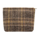 Makeup Bags for Purse Zipper Cosmetic Pouch Large Travel Canvas Make Up Organizer Tool Pouch for Women and Girls,Plaid Brown