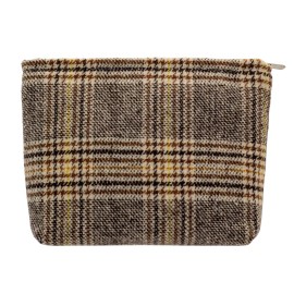 Makeup Bags for Purse Zipper Cosmetic Pouch Large Travel Canvas Make Up Organizer Tool Pouch for Women and Girls,Plaid Brown