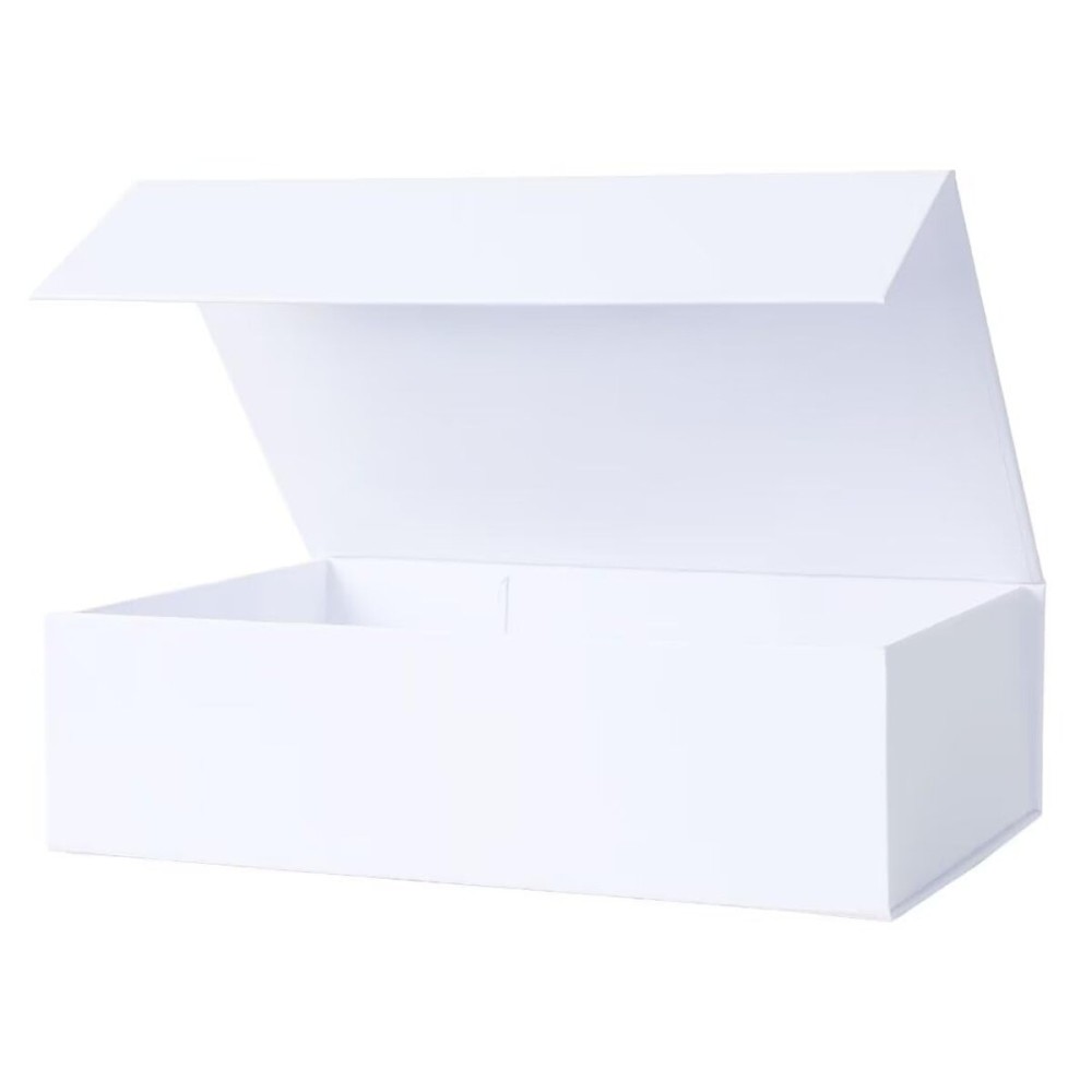 Aimyoo White Collapsible Gift Box with Magnetic Closure Lids 10.5x7x3 in, Bridesmaid Groomsman Proposal Boxes, Rectangle Storage Box 1 Pack