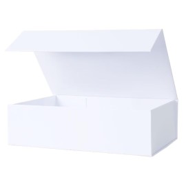Aimyoo White Collapsible Gift Box with Magnetic Closure Lids 10.5x7x3 in, Bridesmaid Groomsman Proposal Boxes, Rectangle Storage Box 1 Pack