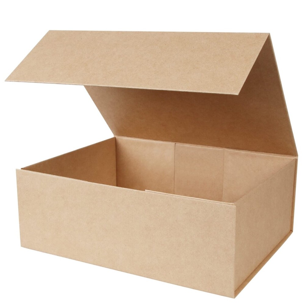 Aimyoo Brown Collapsible Gift Box with Magnetic Closure Lids 13.8x9x4.3 in, Large Bridesmaid Groomsman Proposal Boxes, Rectangle Present Box for Graduation Birthday Storage 1 Pack