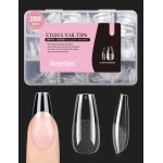Beetles Gel Nail Tips Medium Coffin Etch X, 12 Sizes 288Pcs Pre Shaped Half Matte Full Cover Press On False Nails Tips Acrylic Fake Nail Extensions Kit Easy DIY Salon Manicure Gift for Women