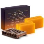 VALITIC Kojic Acid Vitamin C and Retinol Soap Bars with Turmeric for Dark Spot - Original Japanese Complex with Collagen, Hyaluronic Acid, Vitamin E (4 Pack) - with Soap Holder
