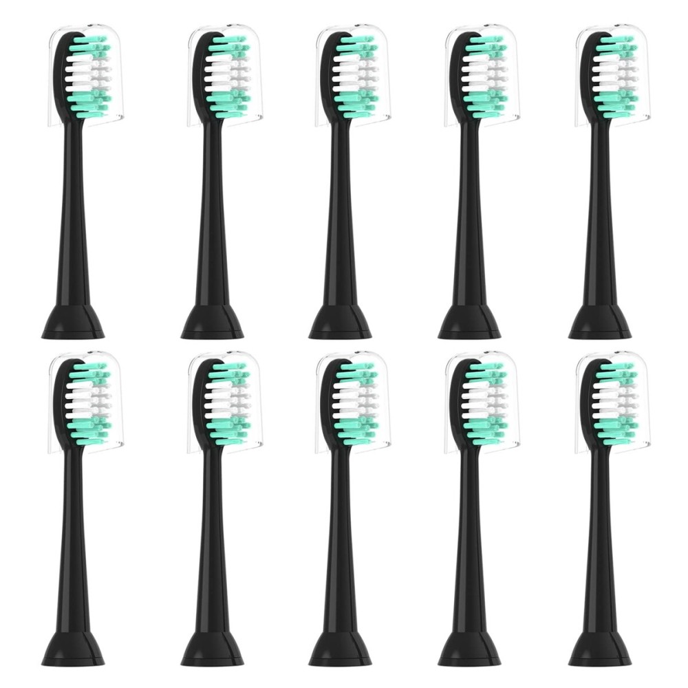 Everystep Replacement Toothbrush Heads 10 Pack for AquaSonic Black Series for Vibe Series Black Series pro, and for Duo Series pro Electric Toothbrush,Balck