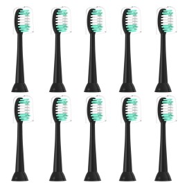 Everystep Replacement Toothbrush Heads 10 Pack for AquaSonic Black Series for Vibe Series Black Series pro, and for Duo Series pro Electric Toothbrush,Balck