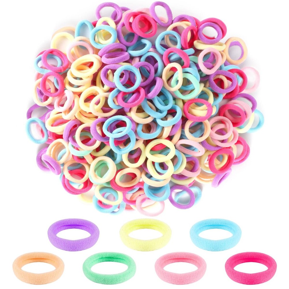 300Pcs Cotton Hair Accessories for Toddlers, Girls and Kids - Seamless Multicolor Summer Hair Ties