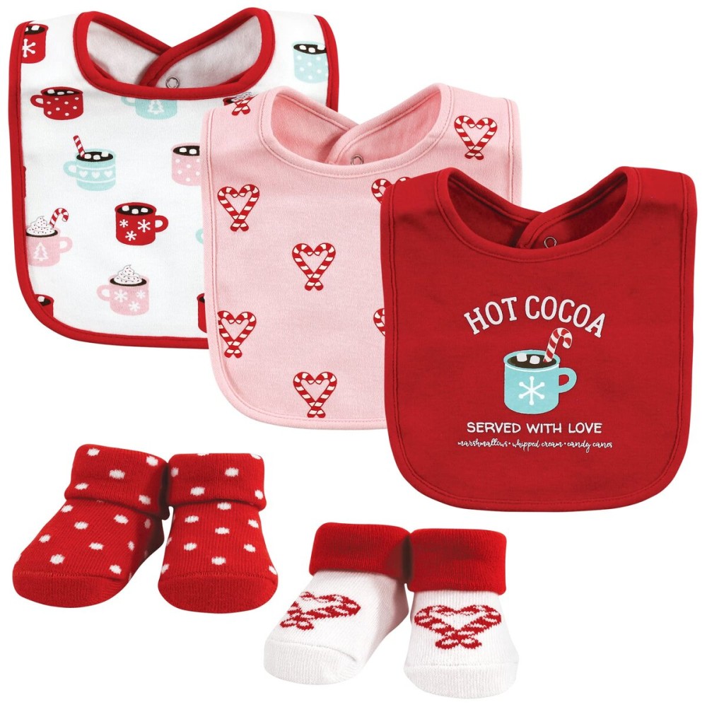 Hudson Baby Unisex Baby Cotton Bib and Sock Set, Hot Cocoa, One Size