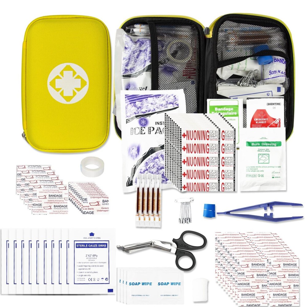 First Aid Kit Car Home Emergency Essential Kits - 275Pcs Basic Hiking Supplies Survival Gear First Aid Set Camping Backpacking Sports Yellow YIDERBO