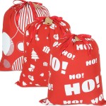 HRX Package Fabric Drawstring Gift Bags 20x16 inch, 100% Cotton 3pcs Reusable Christmas Wrapping Sacks Cloth Pouches for Xmas Presents Party Favor