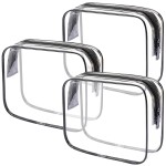 Lermende 2pcs Clear Toiletry Bag TSA Approved Travel Bag,Carry On for Travel,Airport Airline Accessories Compliant Bag,Quart Sized Makeup Cosmetic bag Women Men (Transparent Black, 3 Pack)