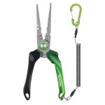 TRUSCEND Lockable Aluminum Fishing Pliers with Ergonomic Handle, Saltwater Corrosion Resistant Teflon Coated Fishing Tool for 61/0 Hooks