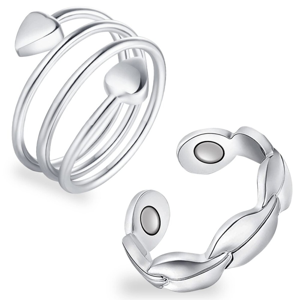 Feraco Magnetic Therapy Copper Ring for Women,99.99% Pure Copper Lymphatic Drainage Rings with Powerful 3500 Gauss Neodymium Magnets,Gifts for Women,Adjustable Length,2Pcs