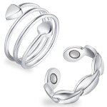 Feraco Magnetic Therapy Copper Ring for Women,99.99% Pure Copper Lymphatic Drainage Rings with Powerful 3500 Gauss Neodymium Magnets,Gifts for Women,Adjustable Length,2Pcs