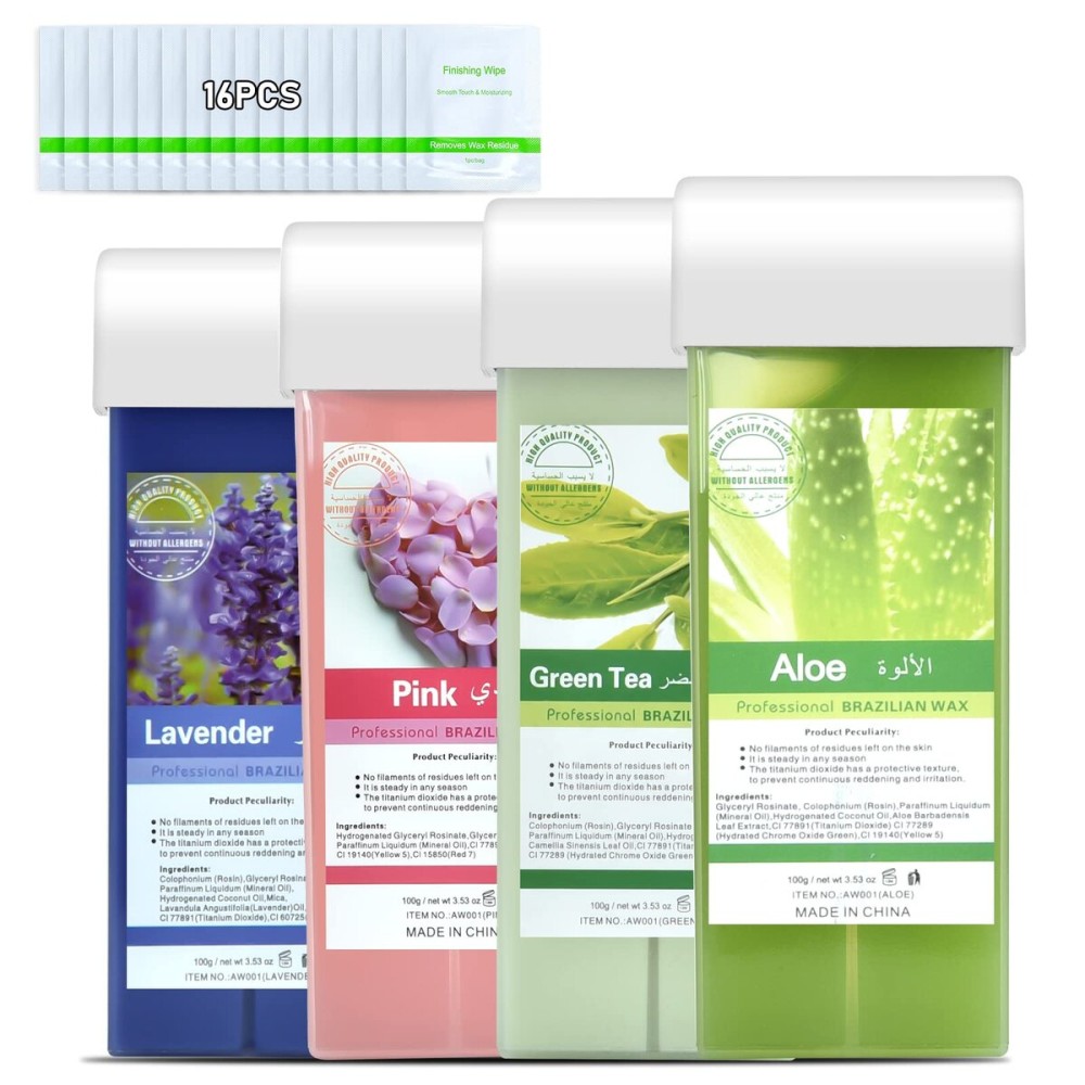 Seopri Roll On Wax, Plant Combination Hair Removal Wax Cartridge, Depilatory Wax Roller Refill for Body Waxing (Green), 100% Natural