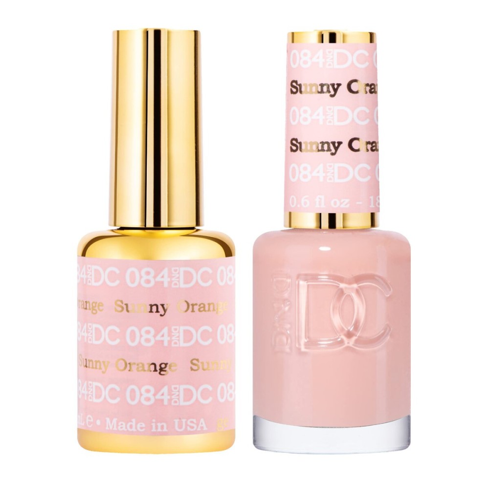 DND DC Gel Polish Set, Beige Nude Collection, UV/LED Gel Polish and Air Dry Nail Lacquer, Matching Chip-Free Polish Duo, 084 Sunny Orange, 0.5 Fl Oz