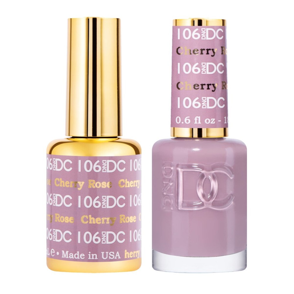 DND DC Gel Polish Set, Beige Nude Collection, UV/LED Gel Polish and Air Dry Nail Lacquer, Matching Chip-Free Polish Duo, 106 Cherry Rose, 0.5 Fl Oz