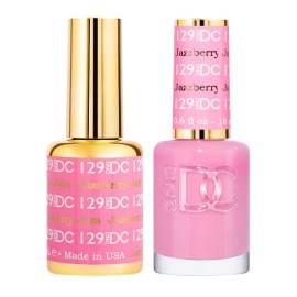 DND DC Gel Polish Set, Pink Collection, UV/LED GelPolish and Air Dry Nail Lacquer, Matching Chip-Free Polish Duo, 129 Jazzberry Jam, 0.5 Fl Oz Each