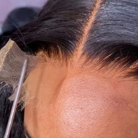 BEEOS 5x5 SKINLIKE Real HD Lace Closure Curly Wig, Ture 180% Density Pre-plucked Hairline Bleached Knots 0.10mm Ultra-thin Invisible HD Lace Human Hair Wigs Natural Black 18 Inch