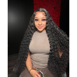 BEEOS Curly 5x5 SKINLIKE Real HD Lace Closure Wig, 180% Density 0.10mm Ultra-thin Invisible Lace Pre-plucked Hairline Melted Crystal HD Lace Human Hair Wigs 20 Inch