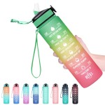 Hyeta 32 oz Water Bottles with Times to Drink and Straw, Motivational Water Bottle with Time Marker, Leakproof, Drinking Sports Water Bottle for Fitness, Gym and Outdoor
