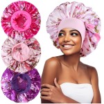 3PCS Extra Large Satin Bonnets for Sleeping, Hair Bonnets for Black Women Braids Curly Hair, E