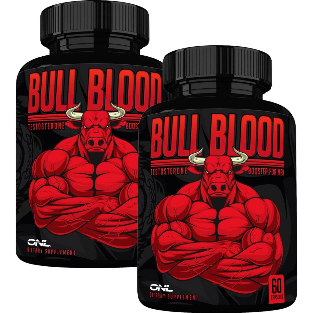 ONL Bull Blood Testosterone Booster - High Potency Male Enhancing Testosterone Supplement for Stamina & Endurance - Test Booster with Maca Root, Horny Goat Weed & Tongkat Ali - 120 Capsules (2 Pack)