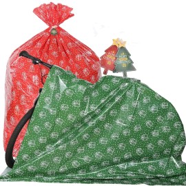 Extra Large Christmas Gift Bags, Set of 2 71X59 Jumbo Bike Gift Bags for Oversized Giant Huge Xmas Presents, Desk Table Furniture Plastic Storage Bag, Bicycle/Baby Shower/Holiday Gift Wrapping Bags