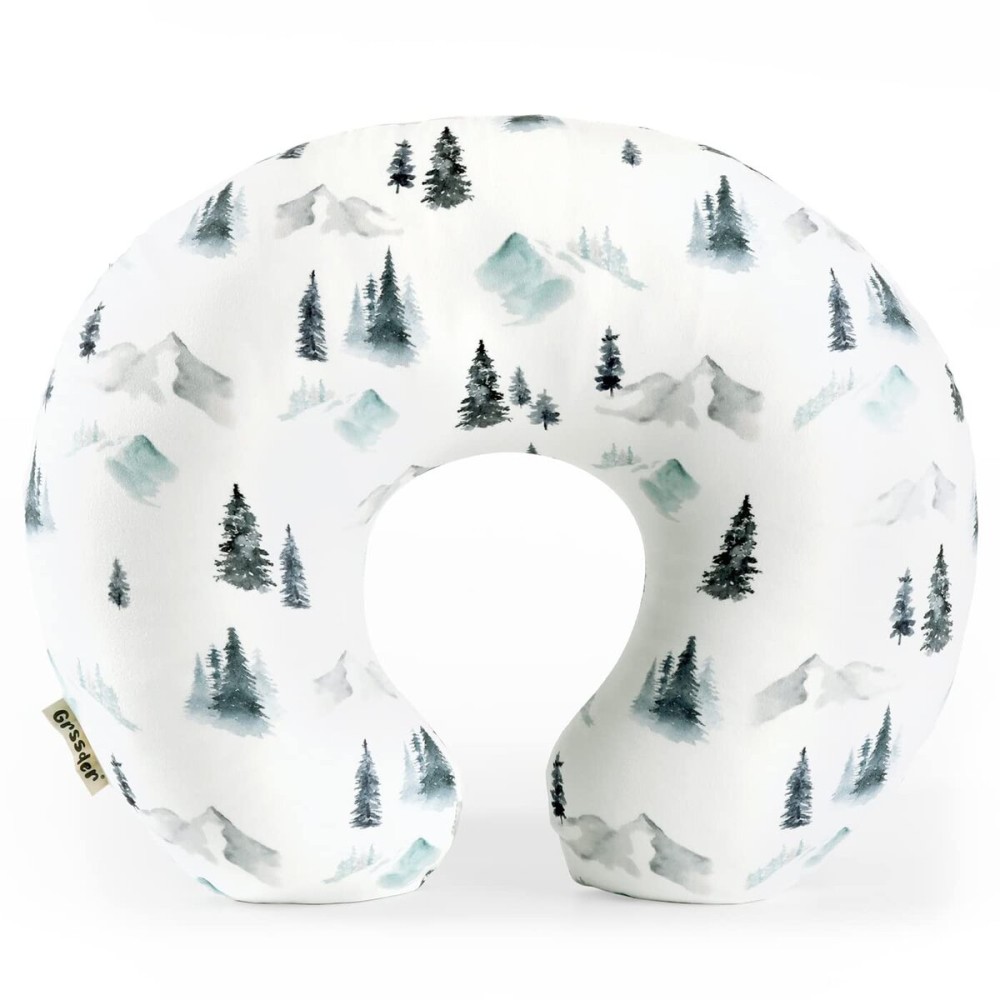 GRSSDER Nursing Pillow Cover Stretchy Minky Removable Nursing Covers for Breastfeeding Pillows, Ultra Soft Comfortable Slipcover for Boys, Wild Forest Pattern