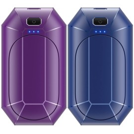 Hand Warmers Rechargeable, Dnaleao 2 Pack 4000mAh Electric Portable Pocket Heater, Heat Therapy Great for Outdoors, Hunting, Golf, Camping, Warm GiftsPurple & Blue