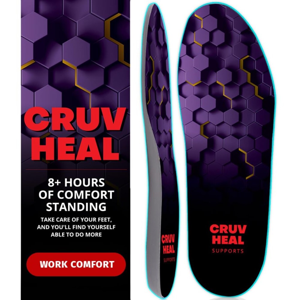 (New) Work Comfort Orthotic Insoles - Anti Fatigue Shoe Insert Men Women - Low Arch Support - Shock Absorption - Foot Pain Relief - Work Boot Insoles (Violet, M)