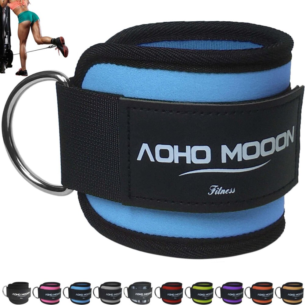 AOHO MOOON Comfortable Adjustable Ankle Straps for Cable Machines Women, Gym Workout Leg Strap, Ankle Cuffs for Glute Workouts, Foot Straps for Kickback, One Size Fit All with D Ring