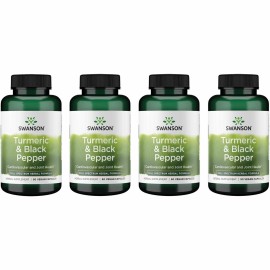 Swanson Premium- Turmeric & Black Pepper - Antioxidant, Digestion & Joint Support - 90 Veg Caps (4 Pack)