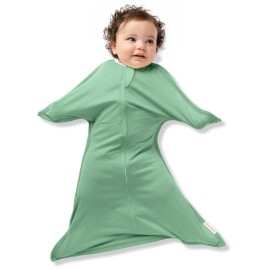 SleepingBaby Zipadee-Zip Transition Swaddle - Cozy Baby Swaddle Blanket with Zipper Convenience - Roomy Wearable Blanket for Easy Diaper Changes - Basil, Large (12-24 Month)