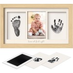 Inkless Hand and Footprint Kit, Boy, Girl, Newborn Keepsake - No Mess Ink Pad for Baby Handprint, Clean Touch Paw Print Kit for Dog Picture Frame,Personalized Baby Christmas Shower Gifts(Ash Wood)