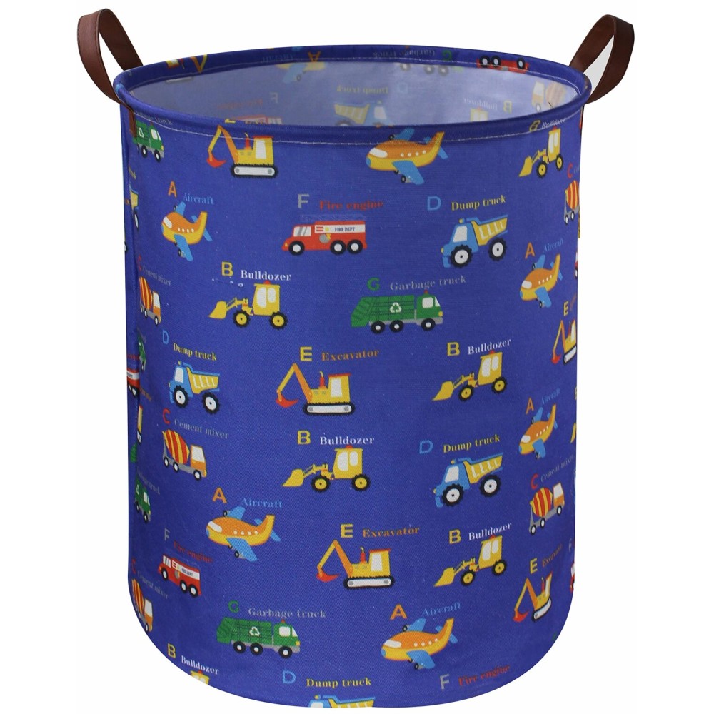ESSME Kids Laundry Basket,Kids Hamper Collapsible Canvas Car Storage Bin for Boys Room Decor, Nursery Hamper,Gift Baskets,ToysHome Organizer(Vehicles)