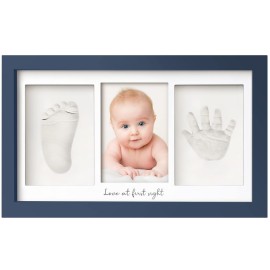 KeaBabies Baby Hand and Footprint Kit - Clay Handprint Keepsake Frame, Newborn Nursery Picture Frame, Personalized New Mom Gifts for Baby First Christmas Shower (Midnight Blue)