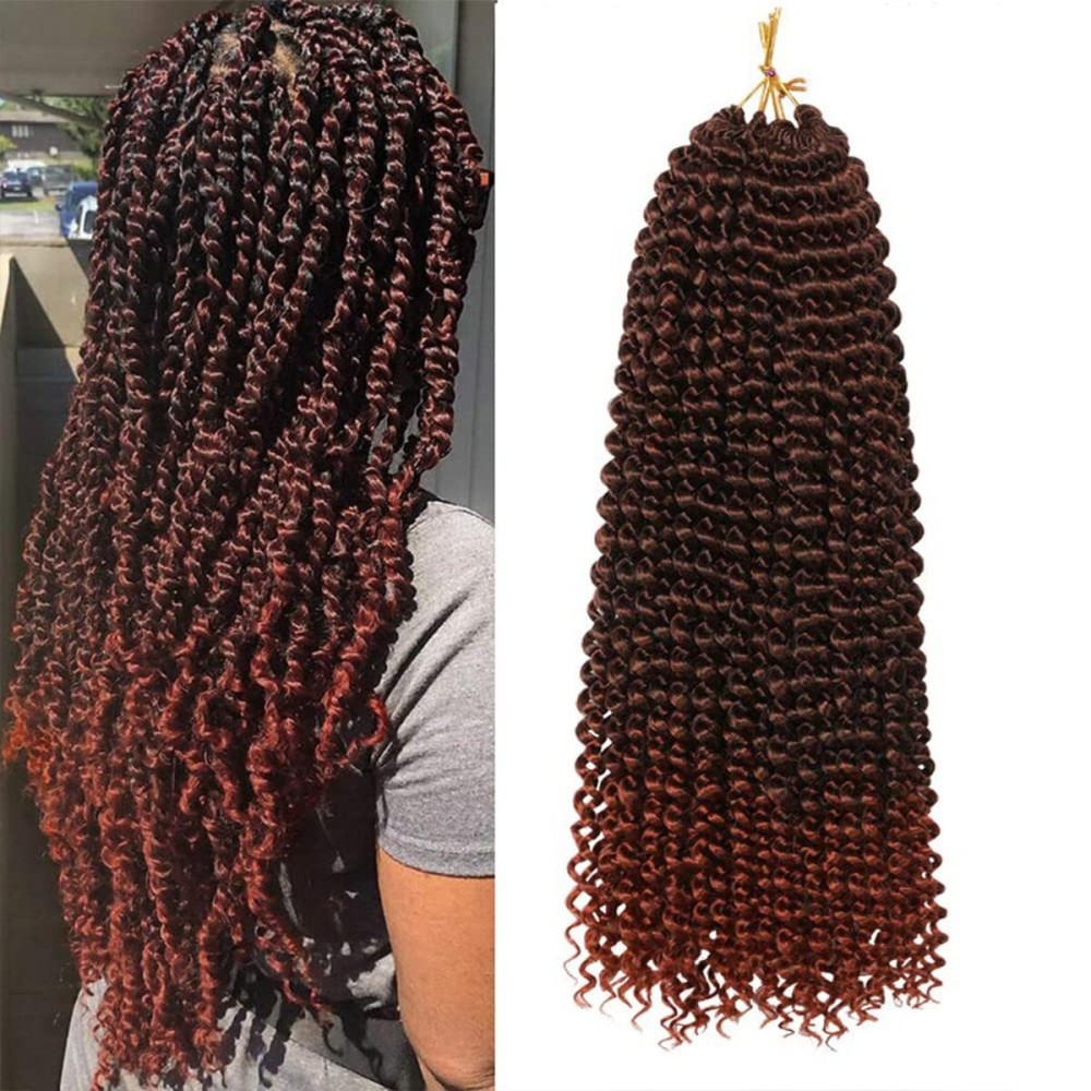 Passion Twist Hair 18Inch Water Wave Crochet Hair for Passion Twist Crochet Hair Long Bohemian Braiding Hair 6 Packs Braiding Passion Twist Braids Synthetic Hair Extensions (18 Inch, 1B/350)