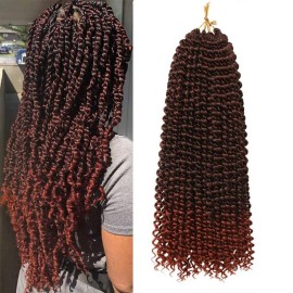 Passion Twist Hair 18Inch Water Wave Crochet Hair for Passion Twist Crochet Hair Long Bohemian Braiding Hair 6 Packs Braiding Passion Twist Braids Synthetic Hair Extensions (18 Inch, 1B/350)