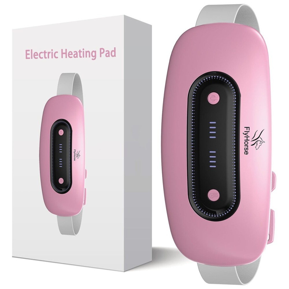 Electric Heating Pad, Portable Cordless Menstrual Heating Pad with 4 Heat Levels and 4 Massage Modes, Fast Large Heating Belly Wrap Belt for Cramps, Back Pain Relief Gifts for Women Girls Her (Pink)