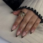 Brown French Tip Press on Nails Short Almond Nails Press ons French Tip Glue on Nails for Women DIY Acrylic French Nails Short Gel Nails, Natural Thick Extra Short French Fake Nails 30Pcs 15 Sizes