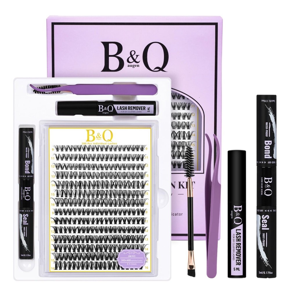 B&Q Lash Clusters 280PCS Natural Eyelash Clusters 30D 40D D 12-18MIX Individual Lash Wispy Eyelash Extension with Soft Thin Band Classic Look Pestaas Postizas Comfortable DIY at Home