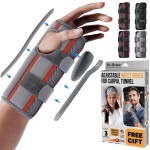 DR. BRACE Adjustable Wrist Brace Night Support for Carpal Tunnel, Doctor Developed, Upgraded with Double Splint & Therapeutic Cushion,Hand Brace for Pain Relief,Injuries,Sprains (S/M Right Hand, Grey-Orange)