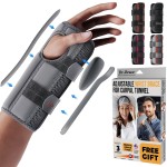 DR. BRACE Adjustable Wrist Brace Night Support for Carpal Tunnel, Doctor Developed, Upgraded with Double Splint & Therapeutic Cushion,Hand Brace for Pain Relief,Injuries,Sprains (S/M Left Hand, Grey)