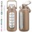 kytffu 64oz Glass Water Bottles with Straw, Half Gallon Motivational Glass Bottle with Silicone Sleeve and Time Marker, 2L Leakproof Large Glass Water Jug for Gym Home Office,Amber