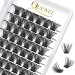 QUEWEL Cluster Lashes 72 Pcs Wide Stem Individual Lashes C/D Curl 8-18mm Length DIY Eyelash Extension False Eyelashes Natural&Mega Styles Soft for Personal Makeup Use at Home (Mega-D-18)